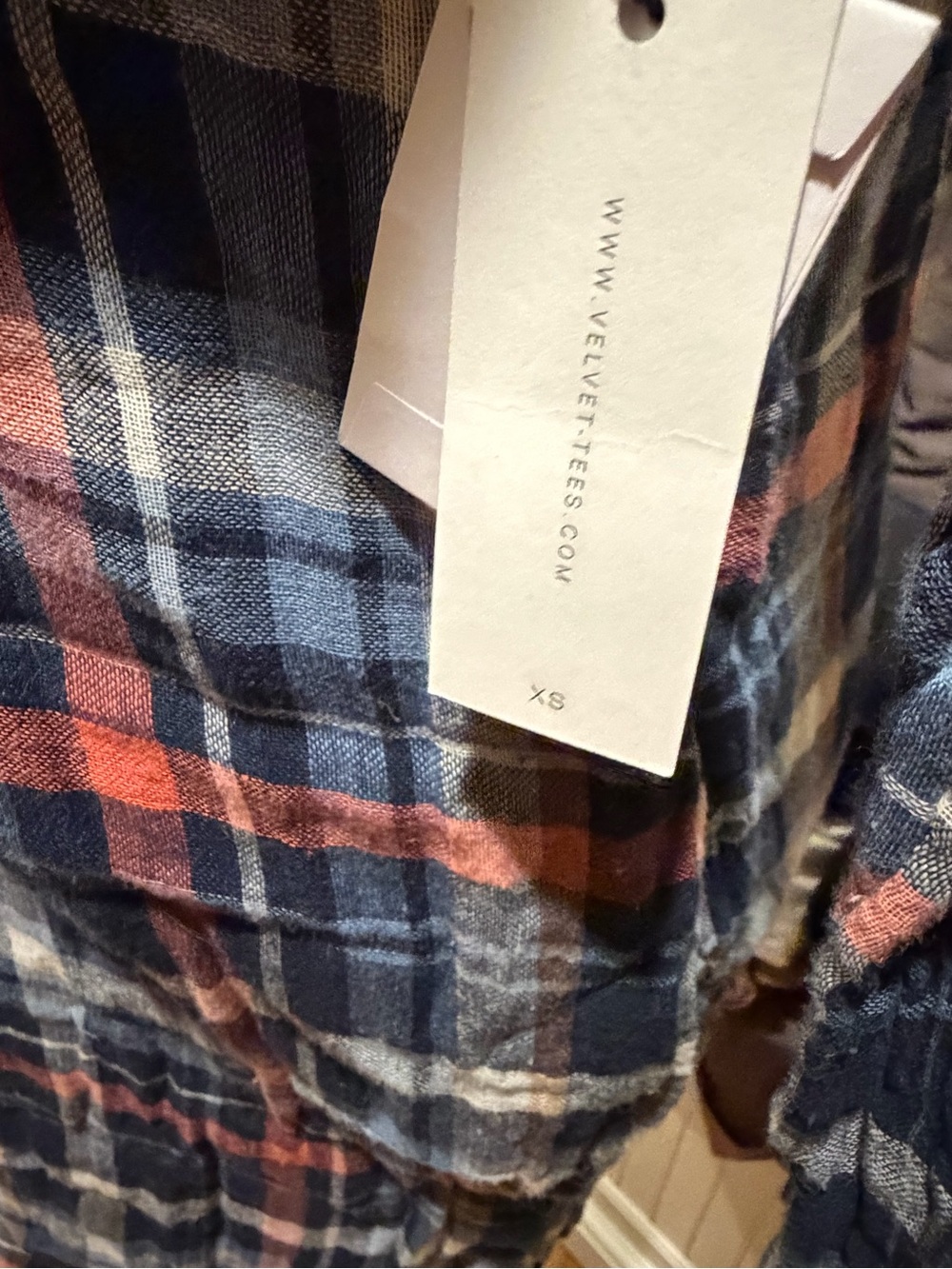 Velvet by Graham & Spencer Navy, Red & White Plaid Long-Sleeve Tunic Dress - Picture 5 of 5